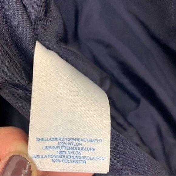 Land’s End Insulated Winter Coat With Hood Navy Blue Nylon/Polyester, Size Small - Picture 6 of 8